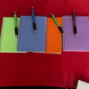 Colorful Spiral Notebooks with Pens, 4 Notepads. 6.5”x 4.5”size